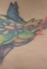 spalvotas gėlių kolibrio tatuiruotės raštas