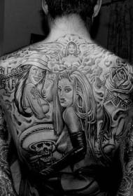 Sok gyönyörű nő felhő tetoválásokkal a hátán