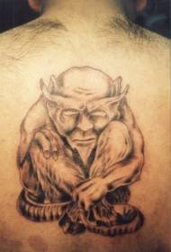 esquena patró de tatuatge de dimoni antic