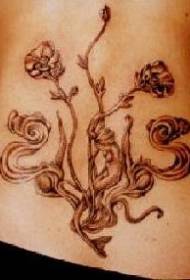 задняя черная растущая татуировка с цветком 76174 - задняя черная татуировка с изображением льва