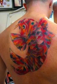 motif de tatouage de calmar de brocart coloré