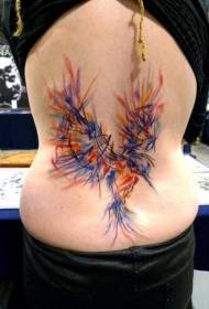 waist colorful bird tattoo pattern