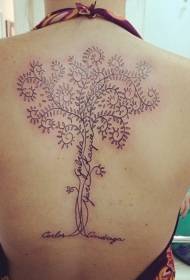 Indietro graziose viti nere combinate con un modello di tatuaggio albero solitario