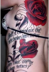 lettere commemorative a coste laterali e grande motivo del tatuaggio rosa