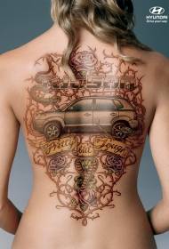 kietas nudažytas automobilio totemo gėlių tatuiruotės raštas