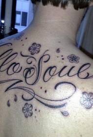 atgal dekoratyvinis vynmedžių gėlių laiško tatuiruotės raštas