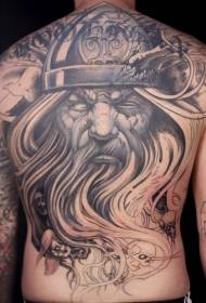 Atrás Patrón de tatuaje de Deus escandinavo gris gris