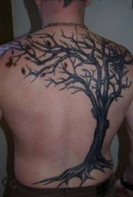terug zwarte boom blad tattoo patroon