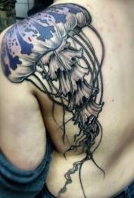 malantaŭa malvarmeta nigra meduzo tatuaje ŝablono