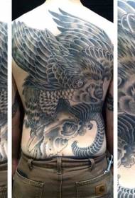 Onheemlech schwaarz a wäiss massiv Adler Tattoo Muster um Réck