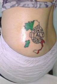 Waist Italian map painted tattoo pattern