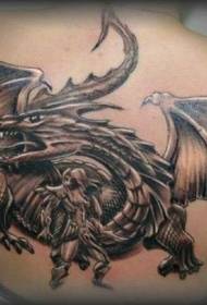 terug draak en jager tattoo patroon