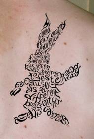 rygg svart kanin sammensatt av kaniner Tattoo mønster