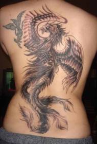 indietro grande e piccolo modello di tatuaggio fenice