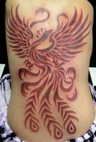 leđa crveni plemenski feniks uzorak tetovaže