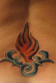 model de tatuaj cu flăcări în talie și totem de apă