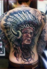 modello tatuaggio tatuaggio capo indiano vecchio colore di vecchia scuola