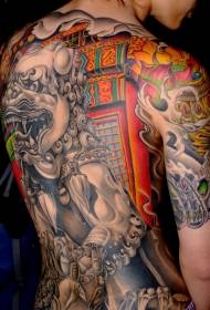 warna mburi pola tato gaya Cina gaya Cina