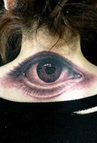 labai tikroviškas juodos ir baltos akių nugaros tatuiruotės modelis