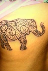 zréck Hindu Stil Design vu klenge Elefanten Bijouen Tattoo Muster