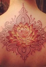 Back Elegant Red Lotus tattoo paterone