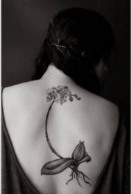 Chica volver elegante patrón de tatuaje de orquídea