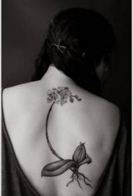 meisje terug elegante orchidee tattoo patroon