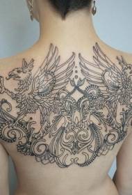leđa Crna linija Griffin uzorak tetovaža životinja