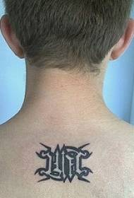 back Black two-way swashes tattoo pattern