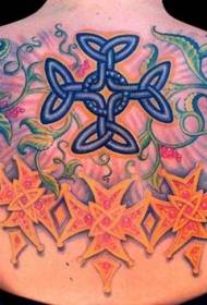 bunga berwarna kembali dengan pola tato logo Celtic