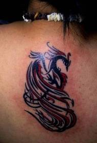 z powrotem czarno-czerwony wzór tatuażu plemiennego feniksa