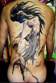 back sexy ቆንጆ mermaid ንቅሳት ንድፍ