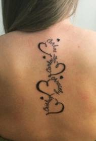 torna divertente romantico cuore nero Modello di forma e lettera tatuaggio