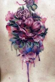красива квітка аквареллю назад татуювання візерунок