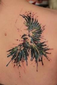 Pola tato percikan cat air burung kembali