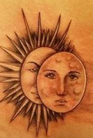 back sun and moon bird tattoo pattern