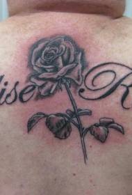 gėlių kūno raidės ir rožių tatuiruotės raštas