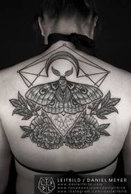 modello tatuaggio tatuaggio farfalla in bianco e nero stile misterioso posteriore