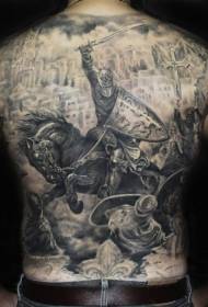 nyuma kubwa eneo nyeusi medieval knight tattoo muundo