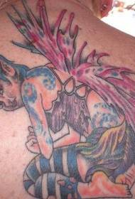 modello tatuaggio elfo colorato sul retro