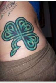 Side ribs great Irish three-leaf sketch Teng tattoo pattern
