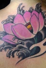 tillbaka söt rosa lotus tatuering mönster