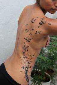 назад красиві чорно-білі різні дизайни татуювань птахів