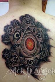 zadní cool oko symbol tetování vzor 75273 - černá růže s lebkou zadní tetování vzorem