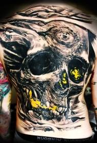 πίσω τρομακτικό μαύρο μοτίβο τατουάζ κρανίο