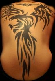 vīriešu muguras cilts stila feniksa tetovējuma modelis