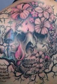красивый красочный череп цветы и бабочки татуировки