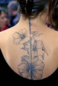 indietro bellissimo fiore di ibisco e motivo a tatuaggio