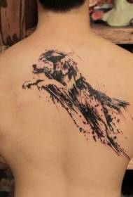 back watercolor ສີ ດຳ ທີ່ ໜ້າ ຮັກໂດດແບບ tattoo wolf
