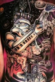 Indietro bel tema di Star Wars con vari disegni di tatuaggi di eroi